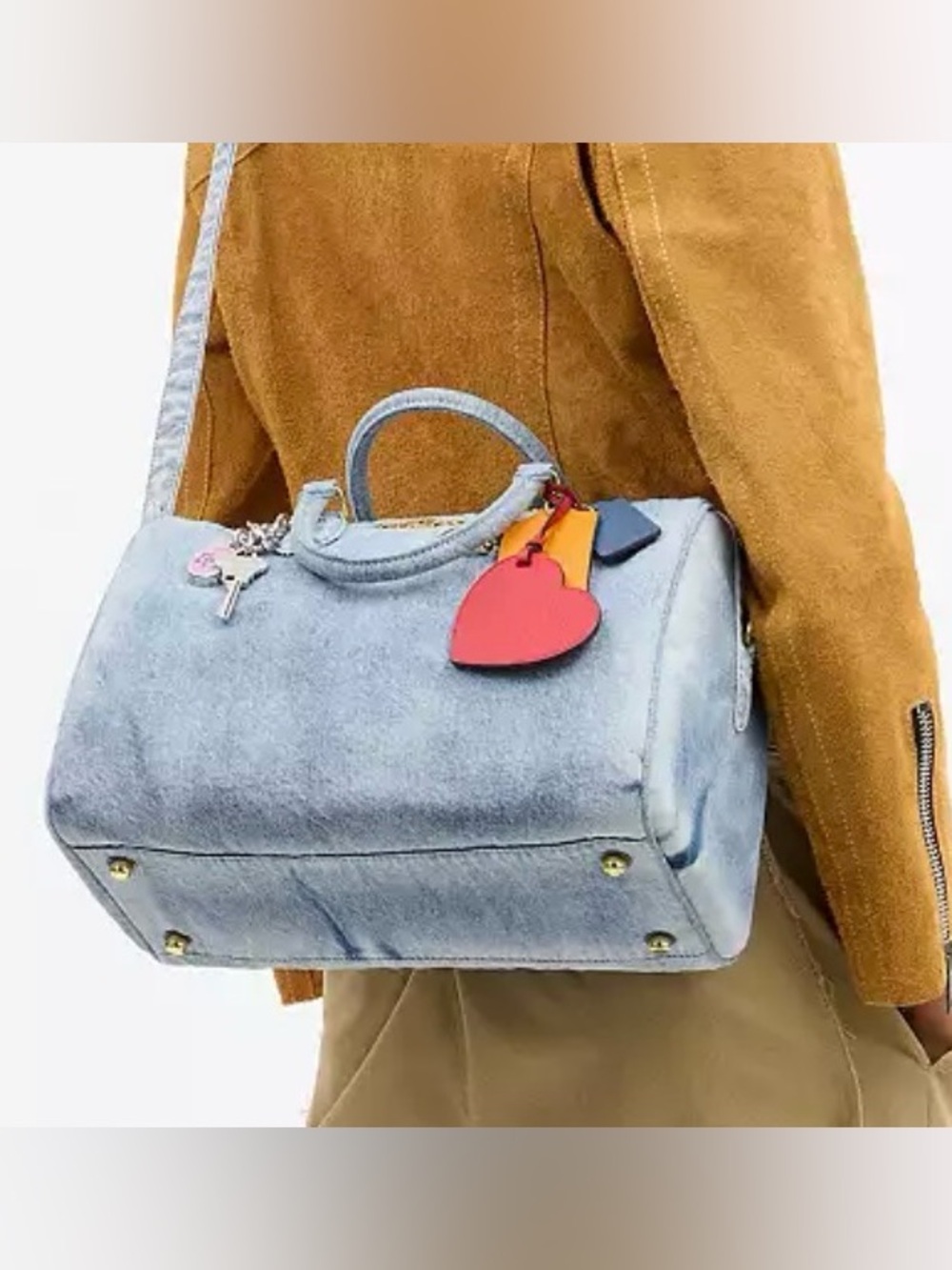 🆕 Coach Large Denim Rowan Bag with Strap & Charms 🩵✨💙 - Picture 10 of 10